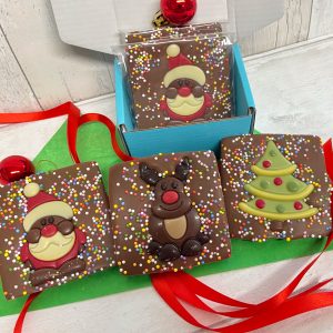 Santa, Reindeer, Christmas tree milk chocolate squares – Pre-order